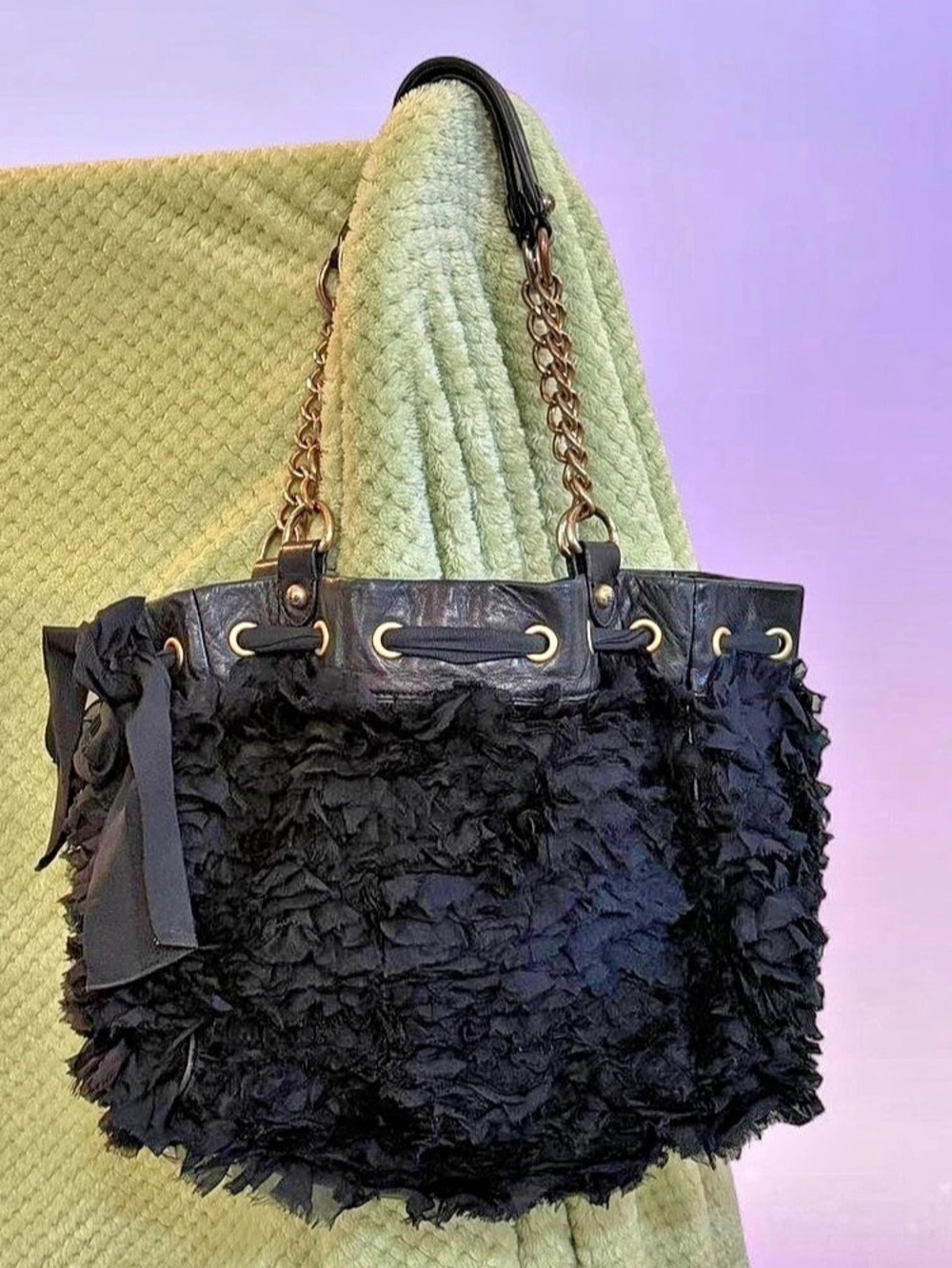 Juicy Couture Black Fringe Tote Bag